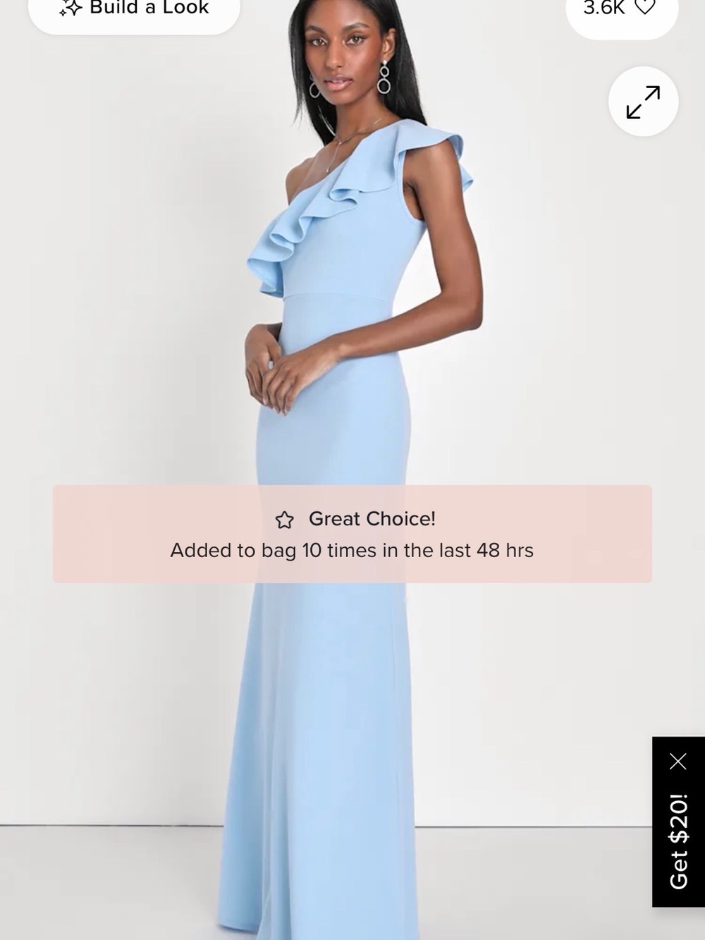 Lulu's Sky-Blue One-Shoulder Ruffle Gown